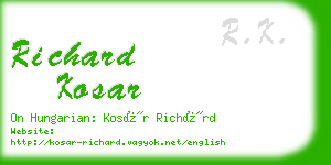 richard kosar business card